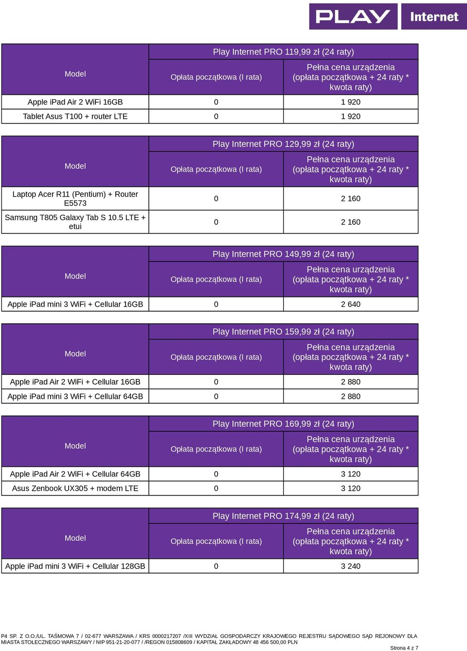 5 LTE + Play Internet PRO 129,99 zł (24 raty) Play Internet PRO 149,99 zł (24 raty) Apple ipad mini 3 WiFi + Cellular 16GB 0 2 640 Play Internet PRO 159,99 zł (24