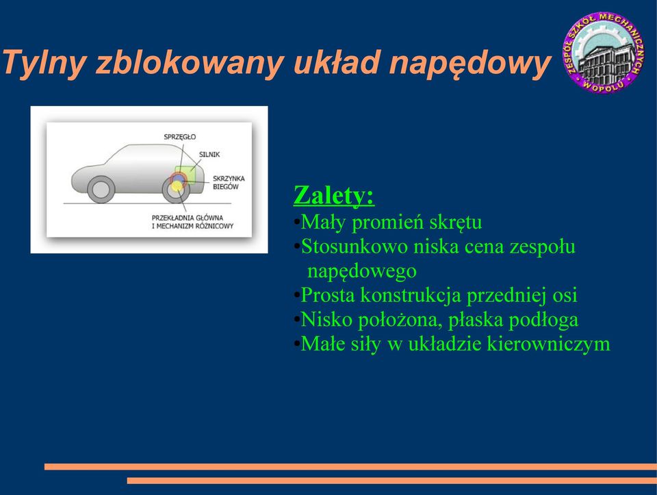 napędowego Prosta konstrukcja przedniej osi Nisko