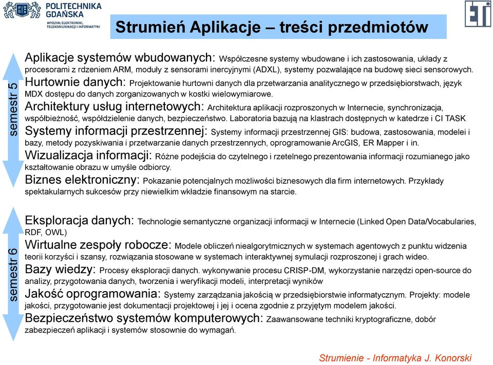 Hurtownie danych: Projektowanie hurtowni danych dla przetwarzania analitycznego w przedsiębiorstwach, język MDX dostępu do danych zorganizowanych w kostki wielowymiarowe.