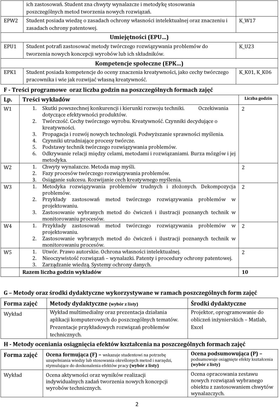 Umiejętności (EPU ) Student potrafi zastosować metody twórczego rozwiązywania problemów do tworzenia nowych koncepcji wyrobów lub ich składników.