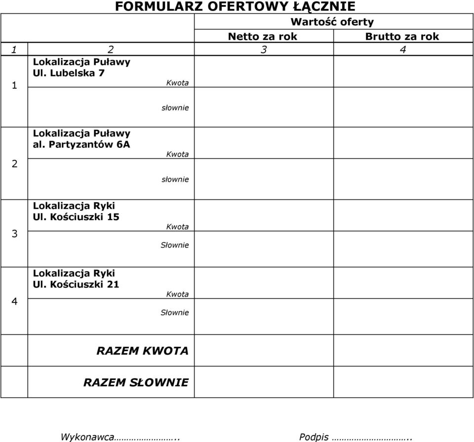 Partyzantów 6A Lokalizacja Ryki Ul.