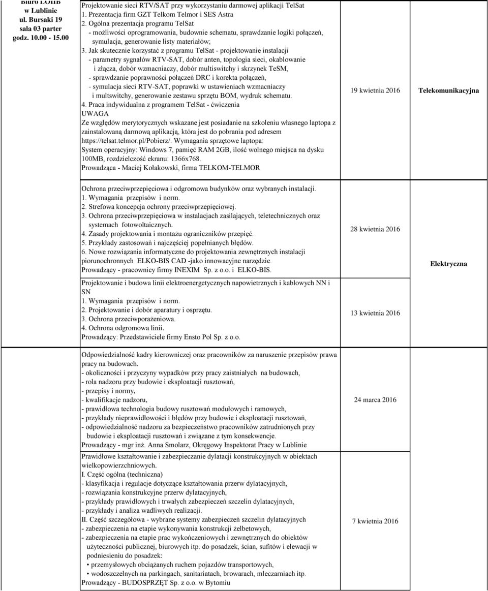 Jak skutecznie korzystać z programu TelSat - projektowanie instalacji - parametry sygnałów RTV-SAT, dobór anten, topologia sieci, okablowanie i złącza, dobór wzmacniaczy, dobór multiswitchy i