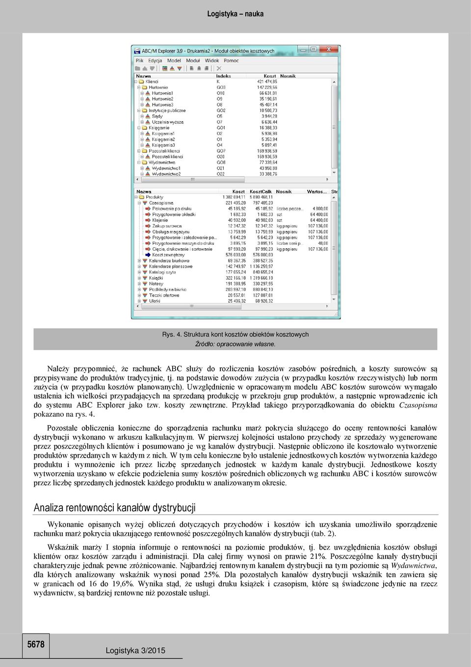 Uwzględnienie w opracowanym modelu ABC kosztów surowców wymagało ustalenia ich wielkości przypadających na sprzedaną produkcję w przekroju grup produktów, a następnie wprowadzenie ich do systemu ABC