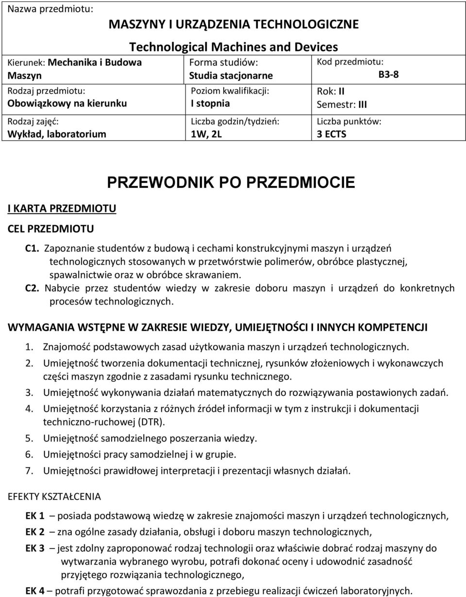 PRZEDMIOTU PRZEWODNIK PO PRZEDMIOCIE C.