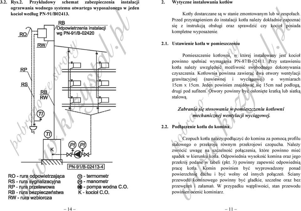 Przed przystąpieniem do instalacji kotła należy dokładnie zapoznać się z instrukcją obsługi oraz sprawdzić czy kocioł posiada kompletne wyposażenie. 2.1.