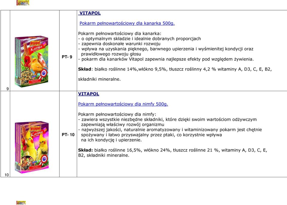 wyśmienitej kondycji oraz prawidłowego rozwoju głosu - pokarm dla kanarków Vitapol zapewnia najlepsze efekty pod względem żywienia.