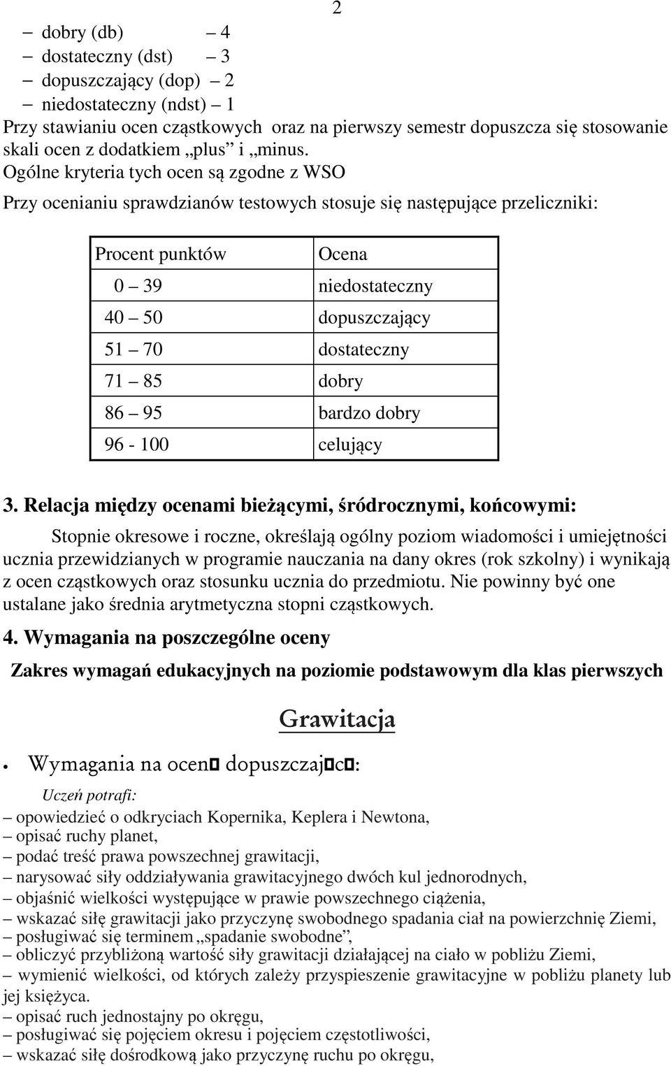 71 85 dobry 86 95 bardzo dobry 96-100 celujący 3.