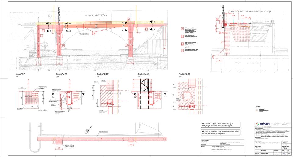 trakcyjny S5 t=10 mm C5/45 pionowe ysko elastomerowe S5, t=1 mm Wszystkie cz ci z stali konstrukcyjnej otrzymaj ochrone przeciwkorozyjn Widoczne powierzchnie betonowe maj mie zabezpieczenie przed