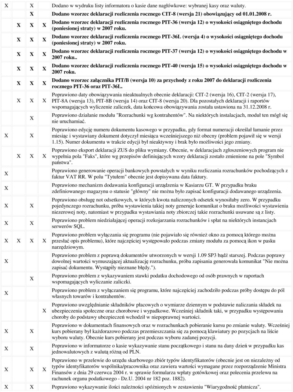 wysokości osiągniętego dochodu (poniesionej straty) w 2007 Dodano wzorzec deklaracji rozliczenia rocznego PIT-37 (wersja 12) o wysokości osiągniętego dochodu w 2007.