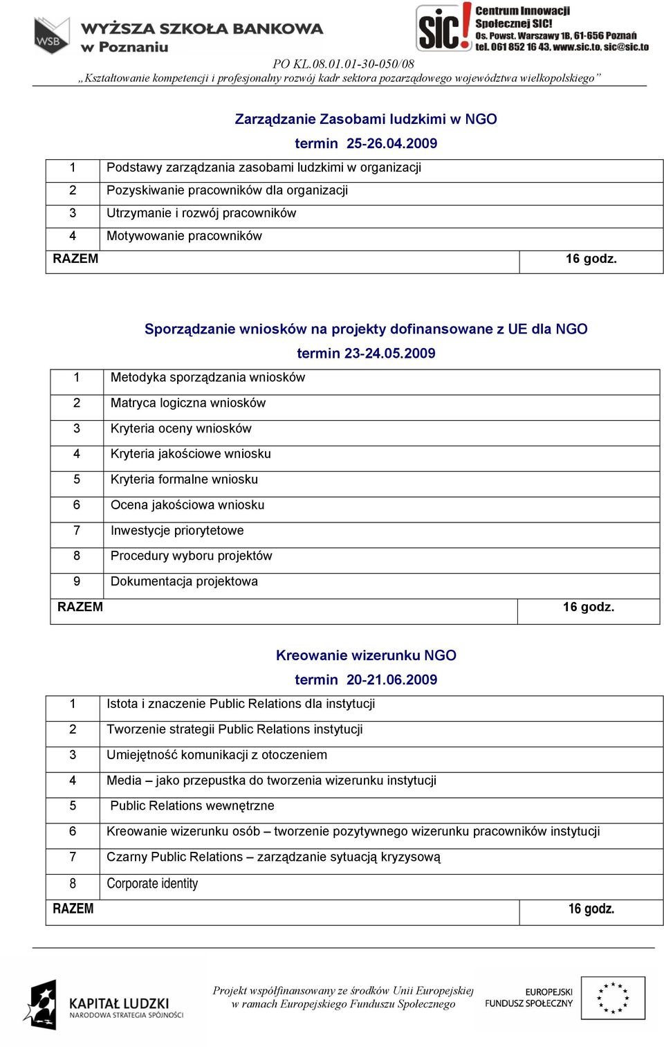 dofinansowane z UE dla NGO termin 23-24.05.