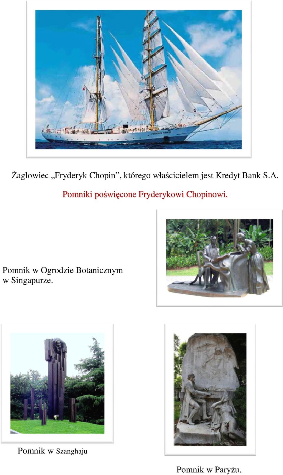 Pomniki poświęcone Fryderykowi Chopinowi.