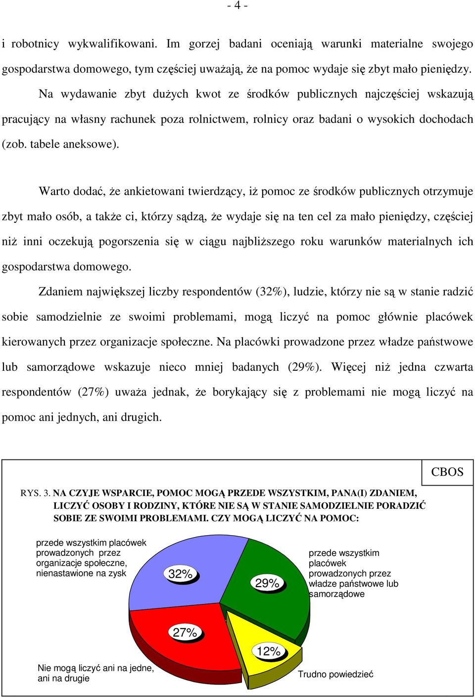 Warto dodać, że ankietowani twierdzący, iż pomoc ze środków publicznych otrzymuje zbyt mało osób, a także ci, którzy sądzą, że wydaje się na ten cel za mało pieniędzy, częściej niż inni oczekują