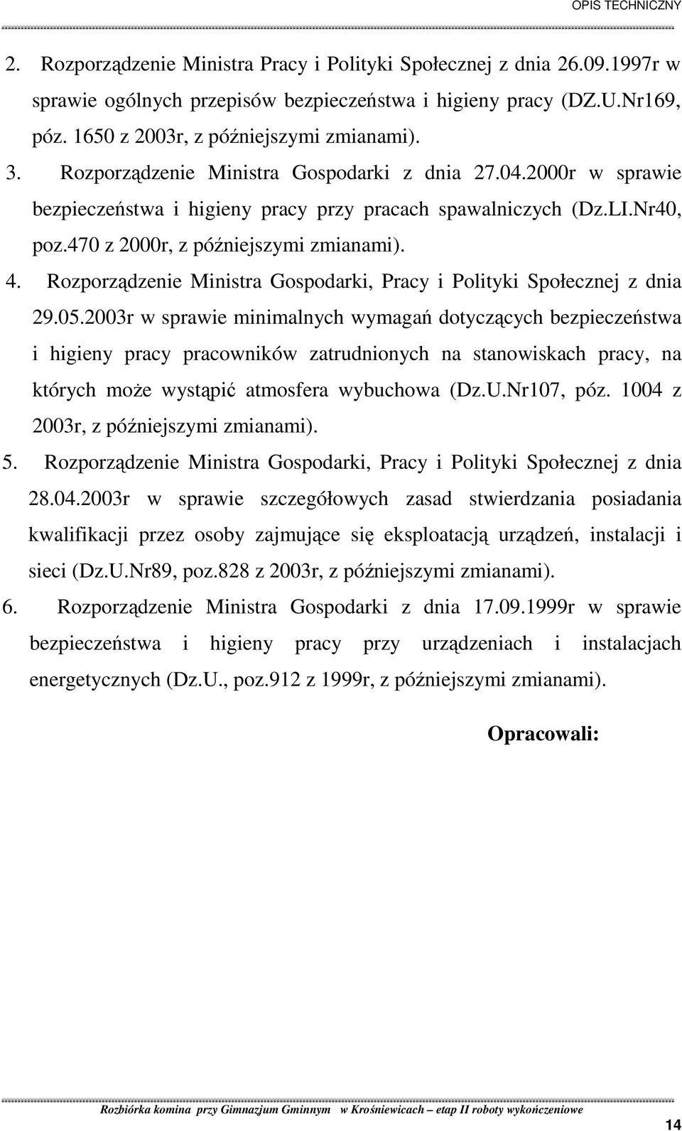 Rozporządzenie Ministra Gospodarki, Pracy i Polityki Społecznej z dnia 29.05.