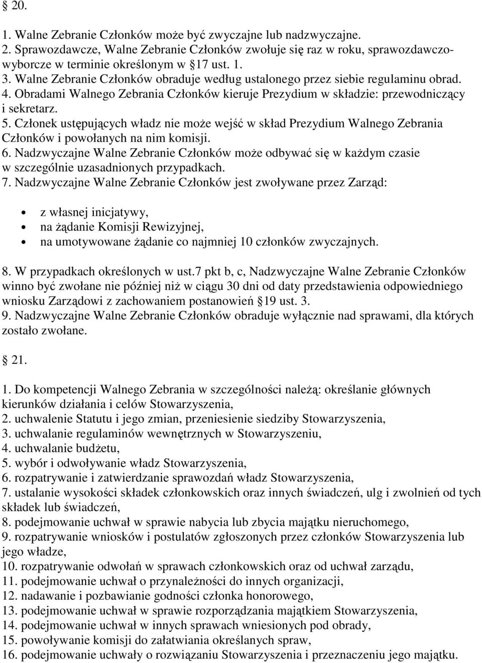 Członek ustępujących władz nie może wejść w skład Prezydium Walnego Zebrania Członków i powołanych na nim komisji. 6.