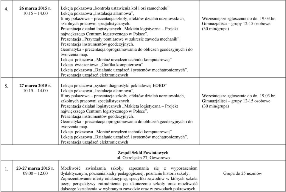 Prezentacja działań logistycznych Makieta logistyczna Projekt największego Centrum logistycznego w Polsce. Prezentacja Przyrządy pomiarowe w zakresie zawodu mechanik.