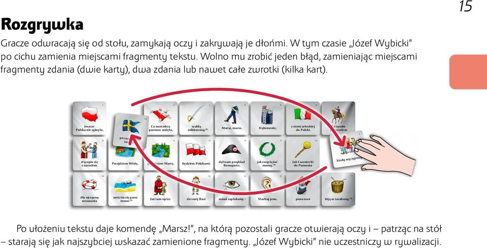 15 J e s z cz e Polska nie zginęła, Co nam obca przemoc wzięła, szablą odbierzemy. () Marsz, marsz, Dąbrowski, z ziemi włoskiej do Polski.