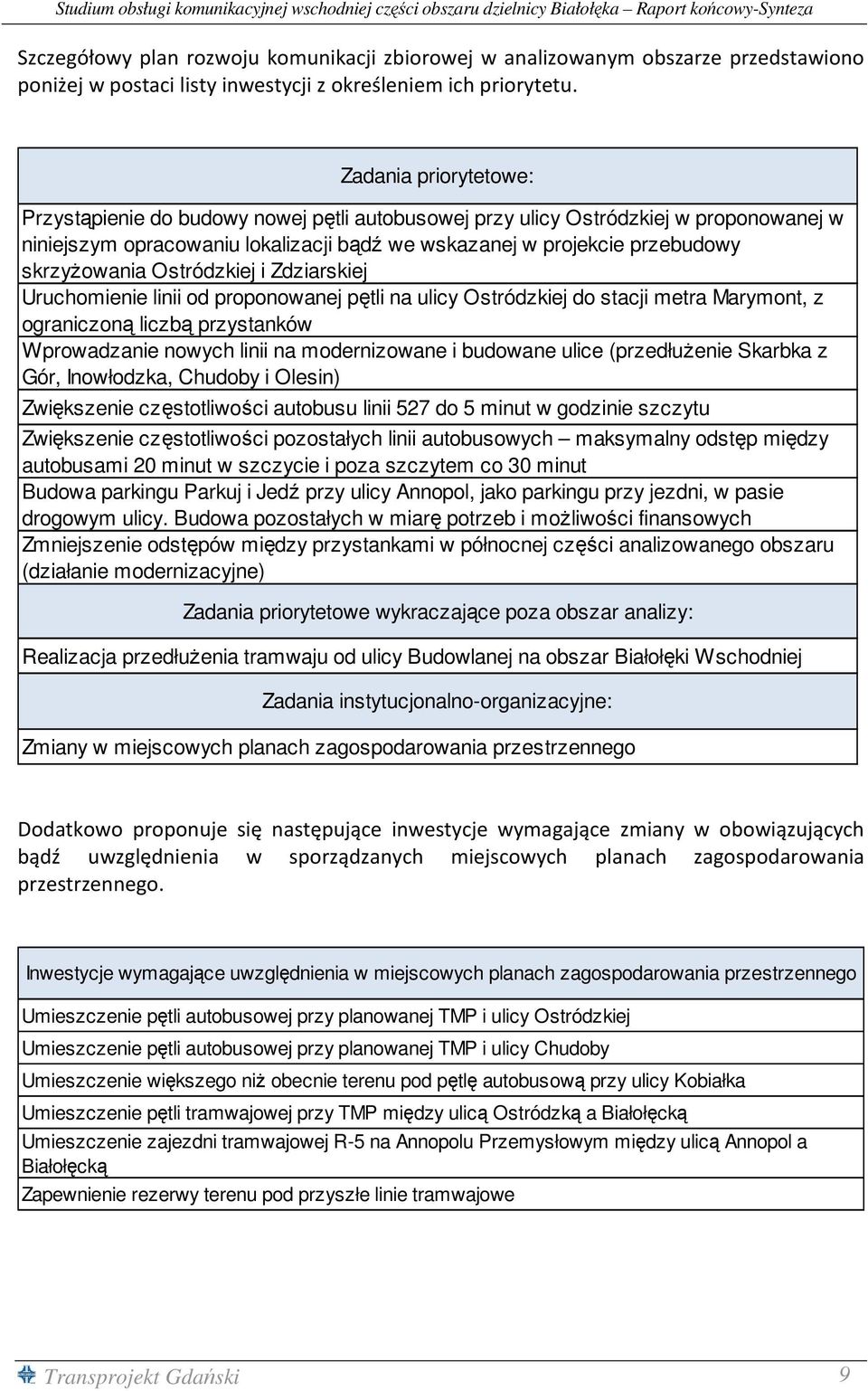 Ostródzkiej i Zdziarskiej Uruchomienie linii od proponowanej pętli na ulicy Ostródzkiej do stacji metra Marymont, z ograniczoną liczbą przystanków Wprowadzanie nowych linii na modernizowane i