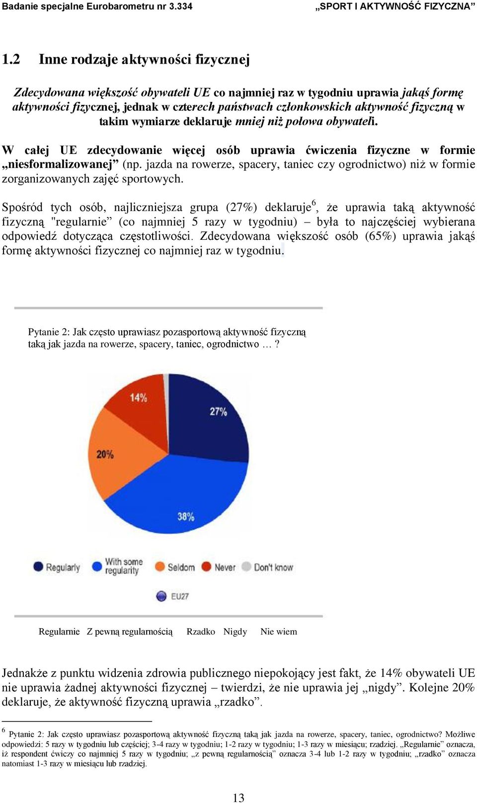 jazda na rowerze, spacery, taniec czy ogrodnictwo) niż w formie zorganizowanych zajęć sportowych.