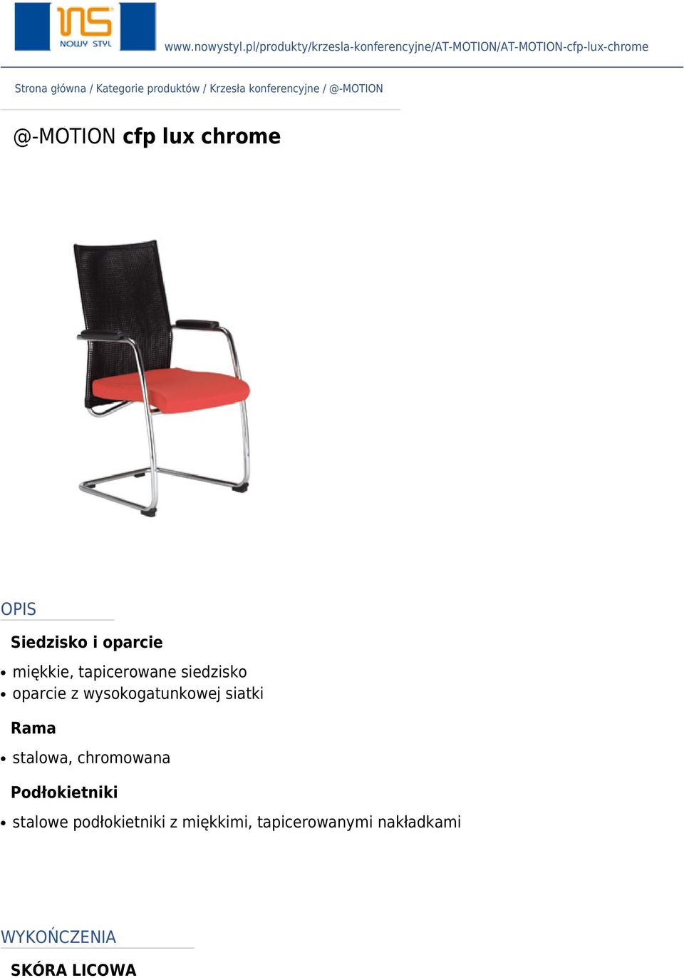 produktów / Krzesła konferencyjne / @-MOTION @-MOTION cfp lux chrome OPIS Siedzisko i oparcie