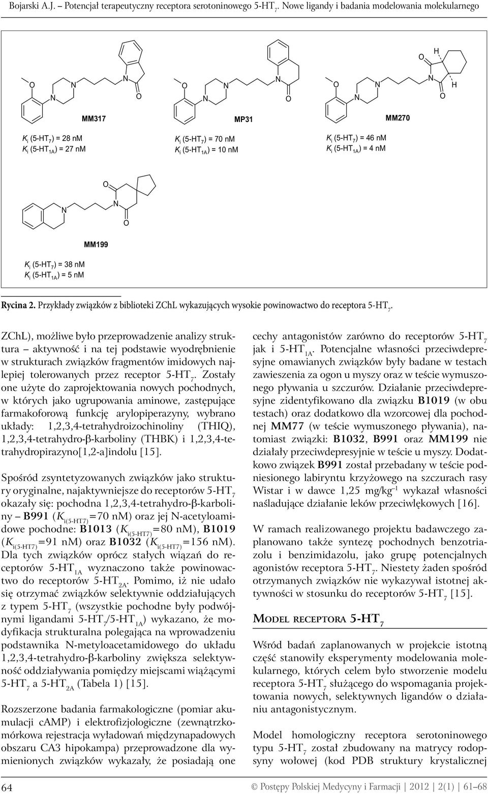 aktywność i na tej podstawie wyodrębnienie w strukturach związków fragmentów imidowych najlepiej tolerowanych przez receptor Zostały one użyte do zaprojektowania nowych pochodnych, w których jako