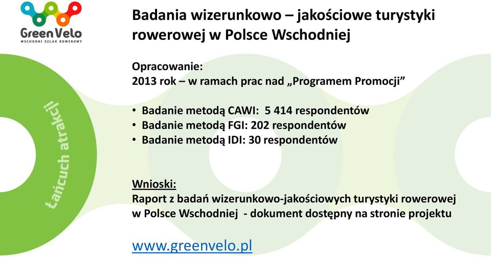 202 respondentów Badanie metodą IDI: 30 respondentów Wnioski: Raport z badań