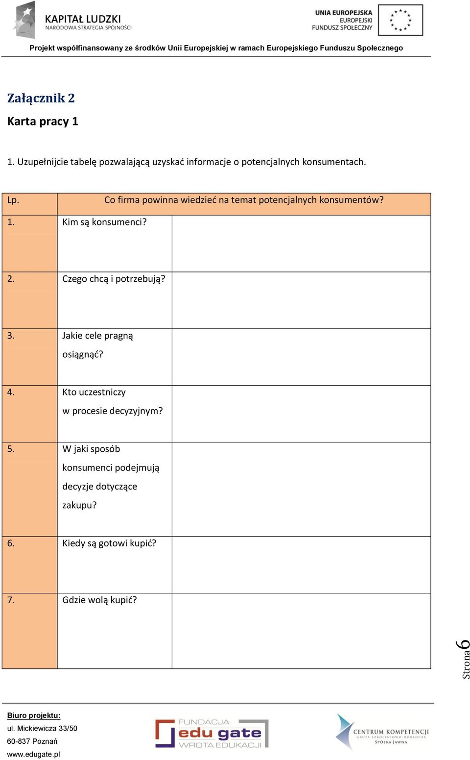 Co firma powinna wiedzieć na temat potencjalnych konsumentów? 1. Kim są konsumenci? 2.