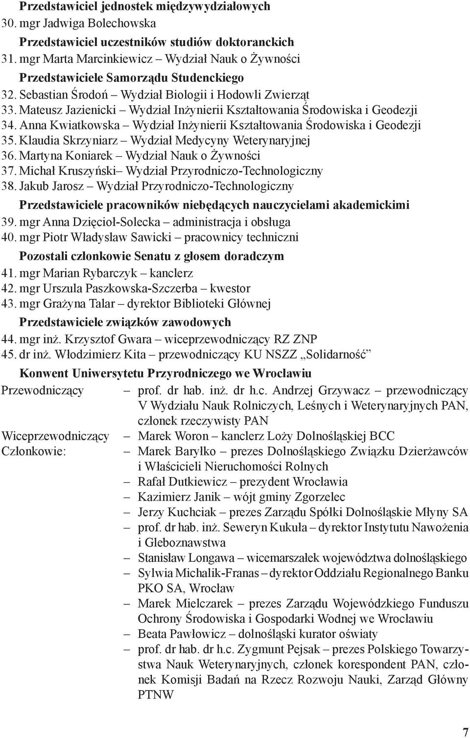 Mateusz Jazienicki Wydział Inżynierii Kształtowania Środowiska i Geodezji 34. Anna Kwiatkowska Wydział Inżynierii Kształtowania Środowiska i Geodezji 35.