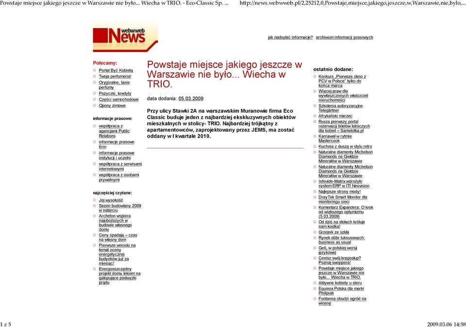 współpraca z serwisami internetowymi współpraca z osobami prywatnymi najczęściej czytane: Jej wysokość Sezon budowlany 2009 w natarciu Archeton wspiera najuboŝszych w budowie własnego domu Ceny