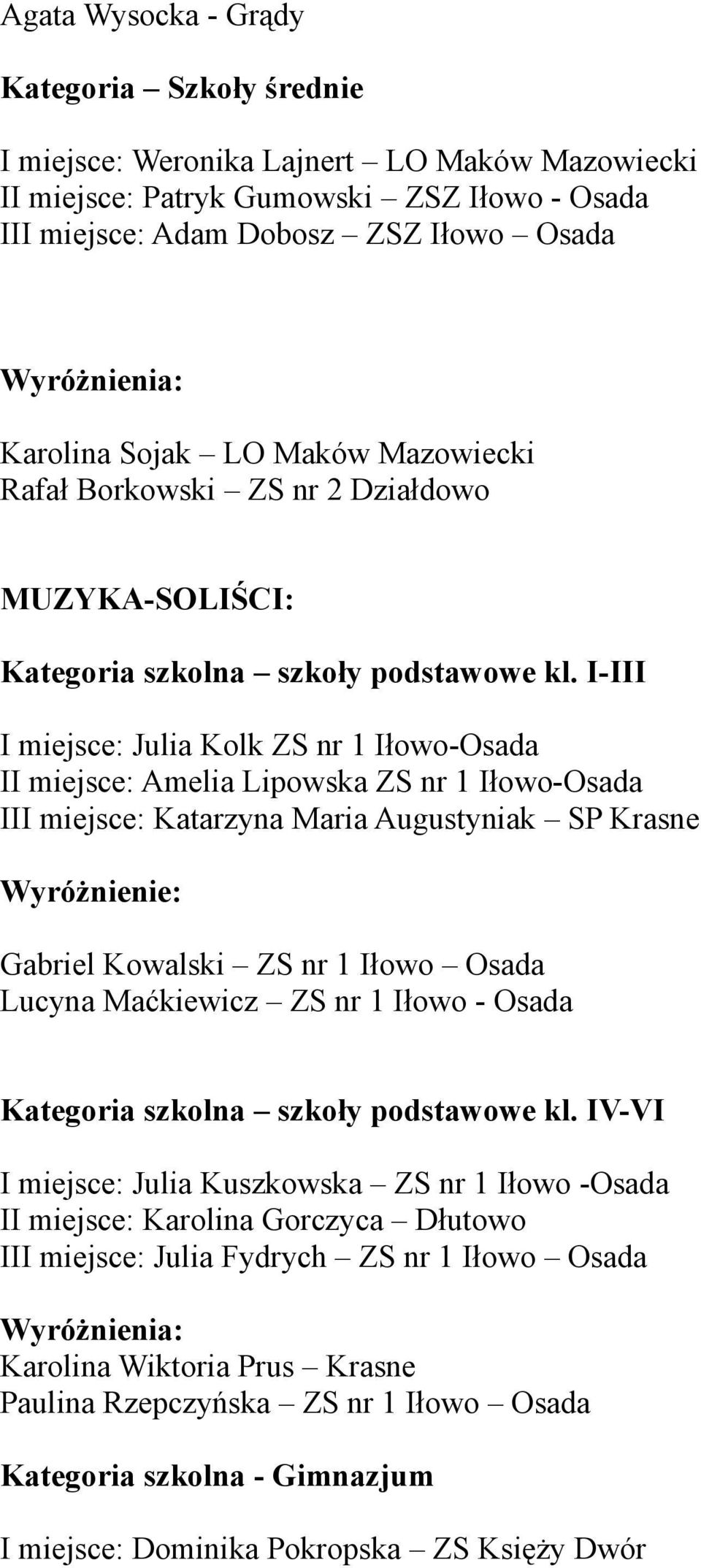 Gabriel Kowalski ZS nr 1 Iłowo Osada Lucyna Maćkiewicz ZS nr 1 Iłowo - Osada Kategoria szkolna szkoły podstawowe kl.