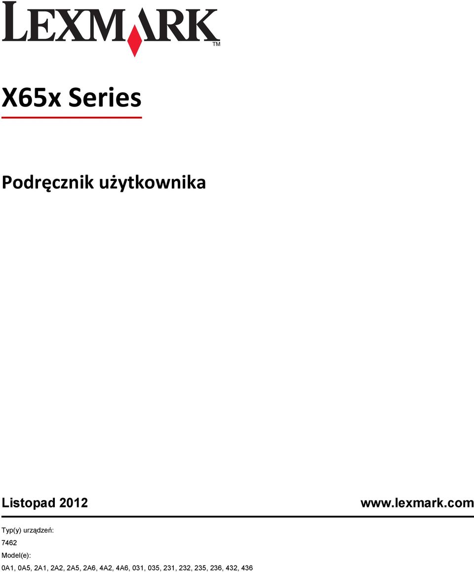 com Typ(y) urządzeń: 7462 Model(e): 0A1,