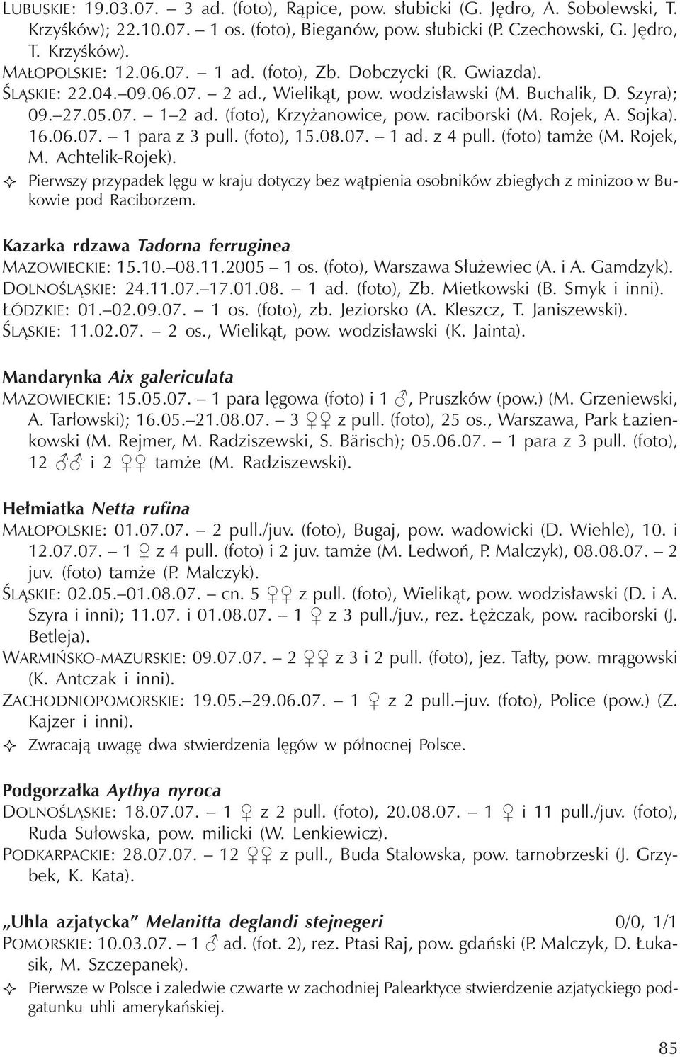 Rojek, A. Sojka). 16.06.07. 1paraz3pull. (foto), 15.08.07. 1ad.z4pull. (foto) tamże (M. Rojek, M. Achtelik-Rojek).