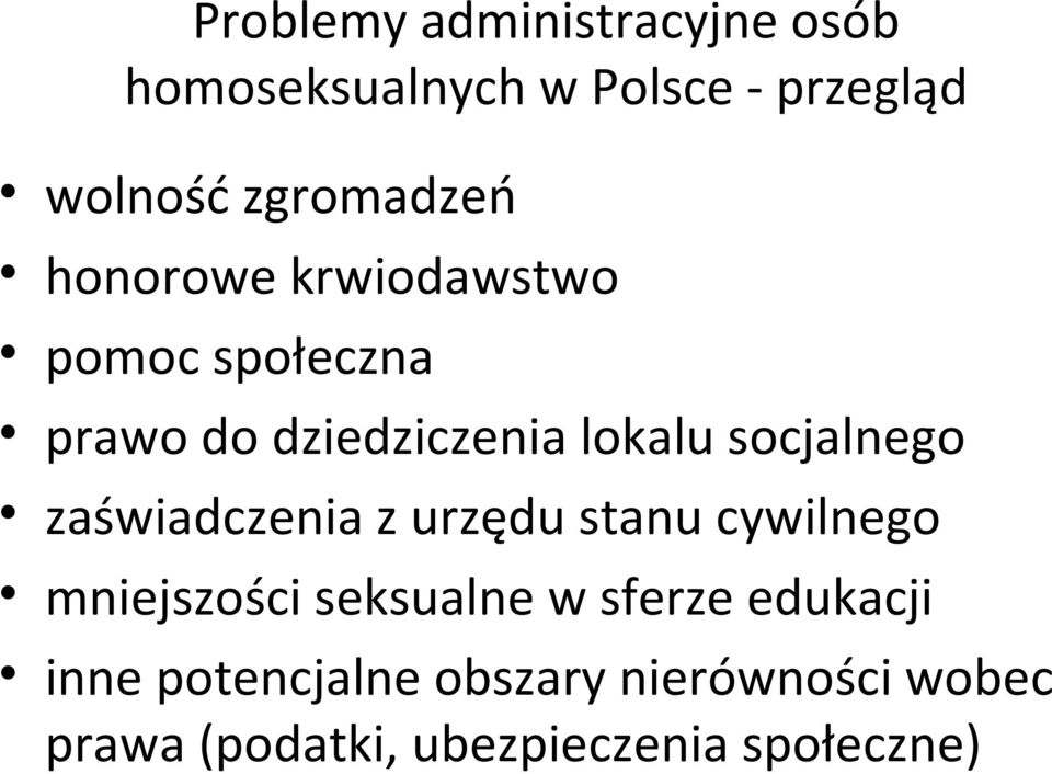 socjalnego zaświadczenia z urzędu stanu cywilnego mniejszości seksualne w sferze