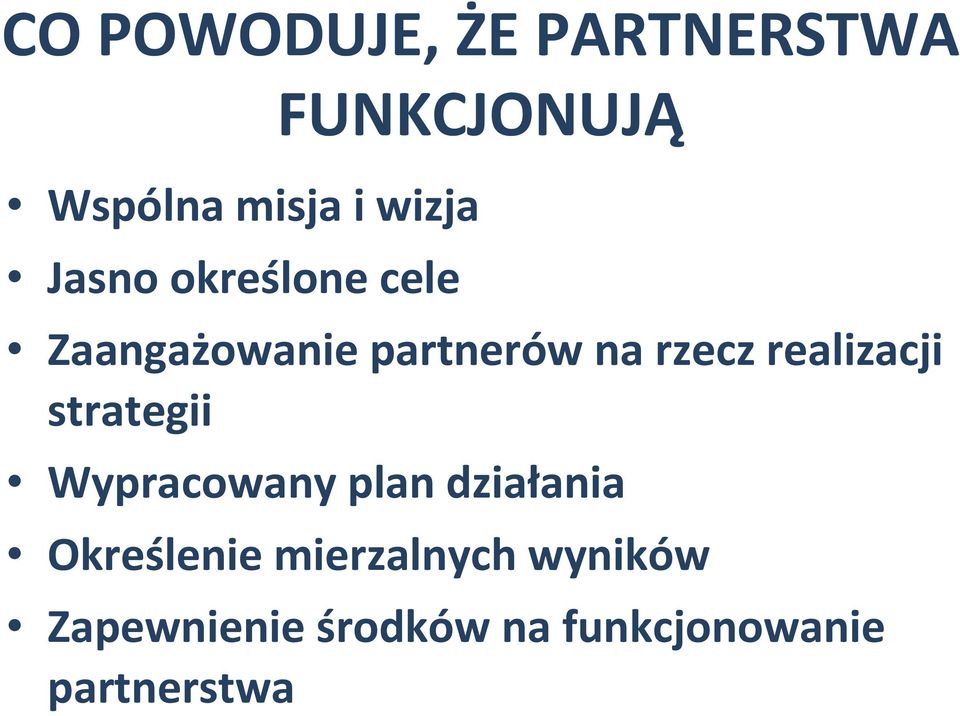 realizacji strategii Wypracowany plan działania Określenie