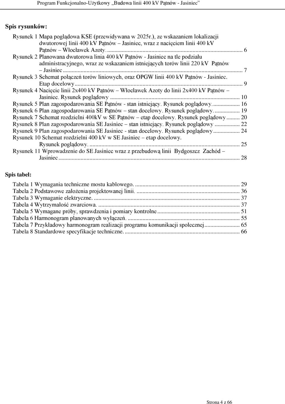 .. 7 Rysunek 3 Schemat połączeń torów liniowych, oraz OPGW linii 400 kv Pątnów - Jasiniec. Etap docelowy... 9 Rysunek 4 Nacięcie linii 2x400 kv Pątnów Włocławek Azoty do linii 2x400 kv Pątnów Jasiniec.