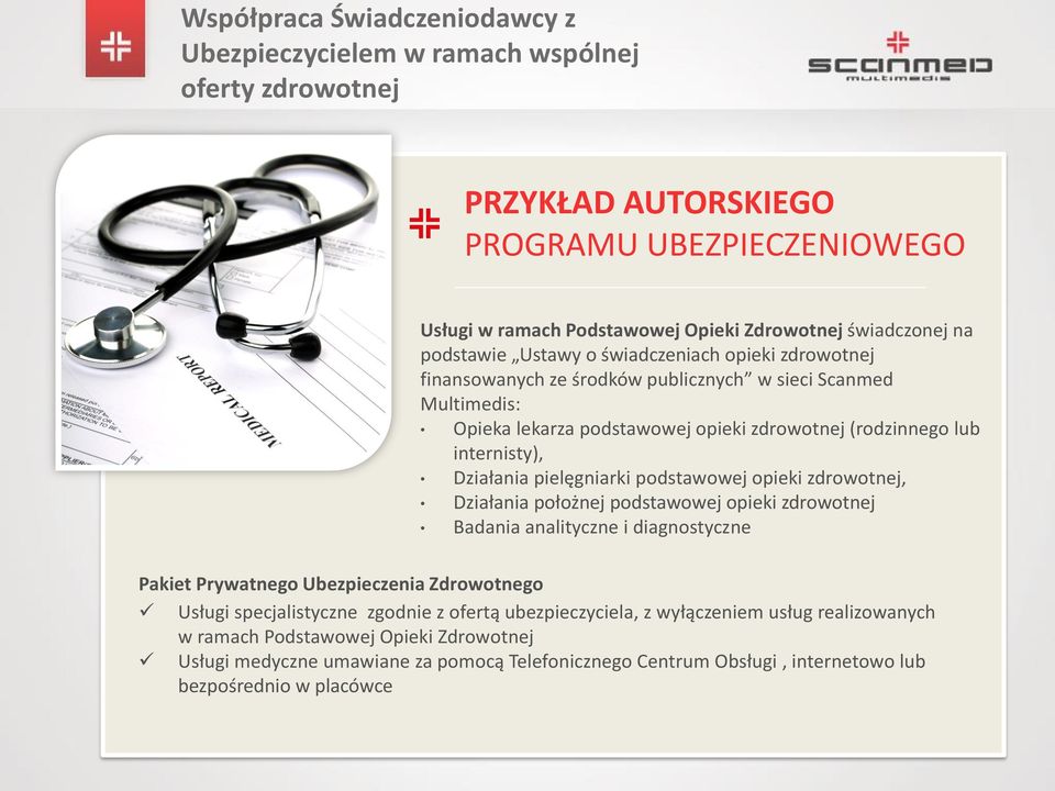 pielęgniarki podstawowej opieki zdrowotnej, Działania położnej podstawowej opieki zdrowotnej Badania analityczne i diagnostyczne Pakiet Prywatnego Ubezpieczenia Zdrowotnego Usługi specjalistyczne