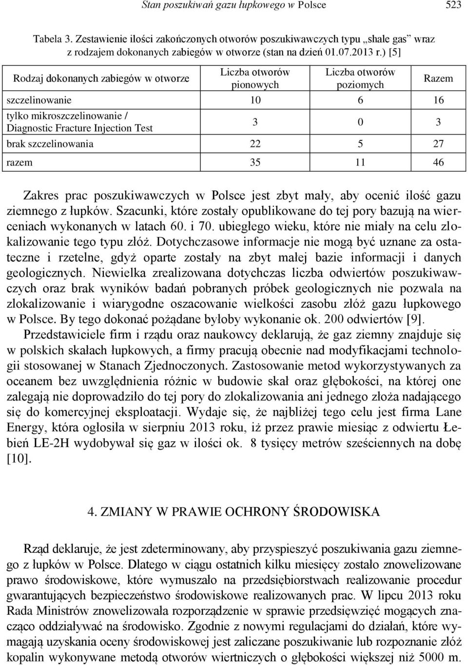 szczelinowania 22 5 27 razem 35 11 46 Zakres prac poszukiwawczych w Polsce jest zbyt mały, aby ocenić ilość gazu ziemnego z łupków.