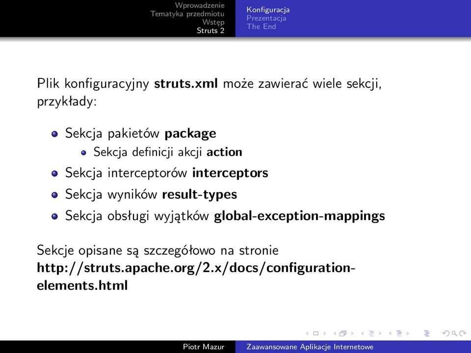 akcji action Sekcja interceptorów interceptors Sekcja wyników result-types Sekcja