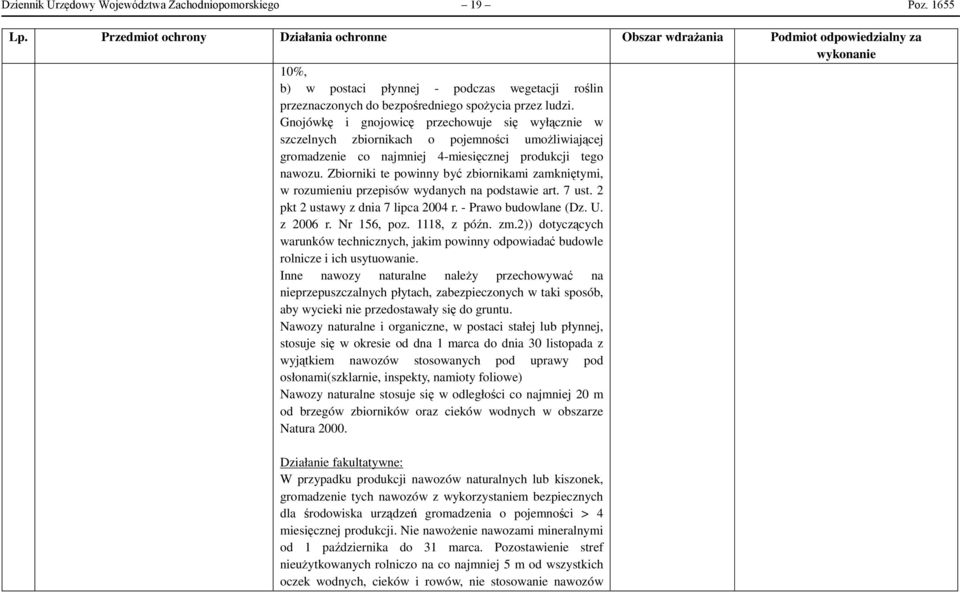 Gnojówkę i gnojowicę przechowuje się wyłącznie w szczelnych zbiornikach o pojemności umożliwiającej gromadzenie co najmniej 4-miesięcznej produkcji tego nawozu.