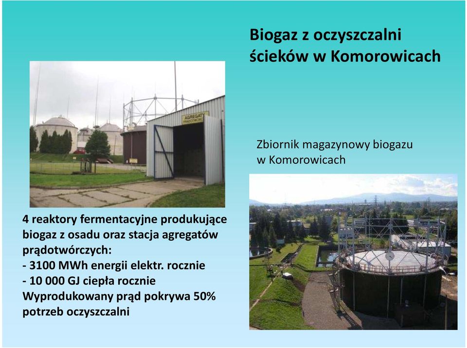 stacja agregatów prądotwórczych: - 3100 MWh energii elektr.