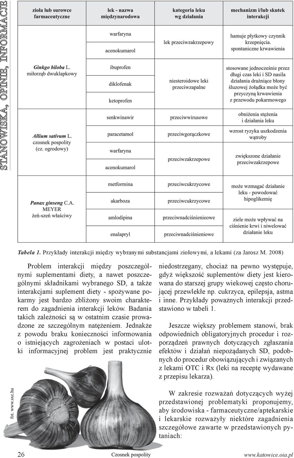 charakterem do zagadnienia interakcji leków. Badania takich zależności są w ostatnim czasie prowadzone ze szczególnym natężeniem.