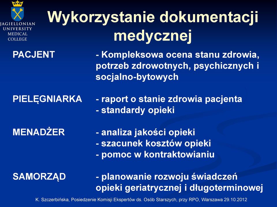 stanie zdrowia pacjenta - standardy opieki - analiza jakości opieki - szacunek kosztów