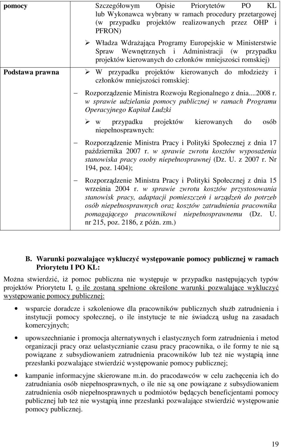 mniejszości romskiej: Rozporządzenie Ministra Rozwoju Regionalnego z dnia...2008 r.