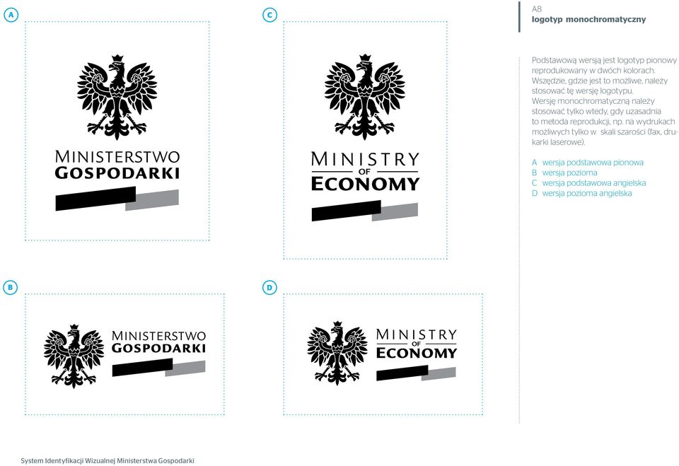 Wersję monochromatyczną należy stosować tylko wtedy, gdy uzasadnia to metoda reprodukcji, np.