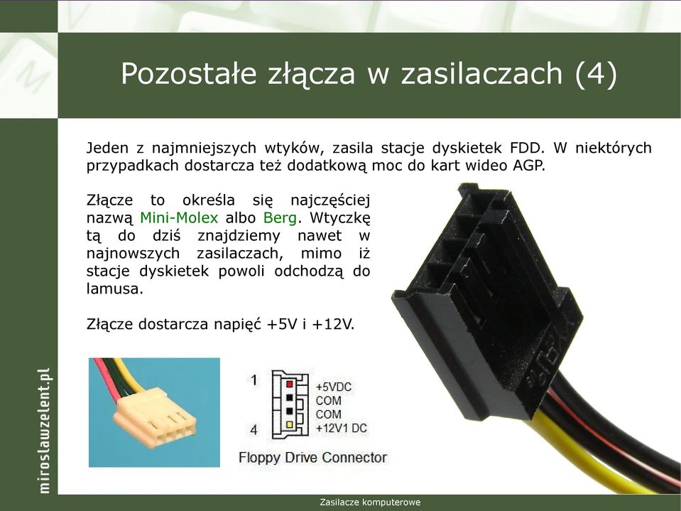 Złącze to określa się najczęściej nazwą Mini-Molex albo Berg.