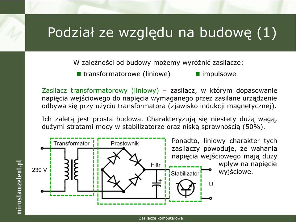 transformatora (zjawisko indukcji magnetycznej). Ich zaletą jest prosta budowa.