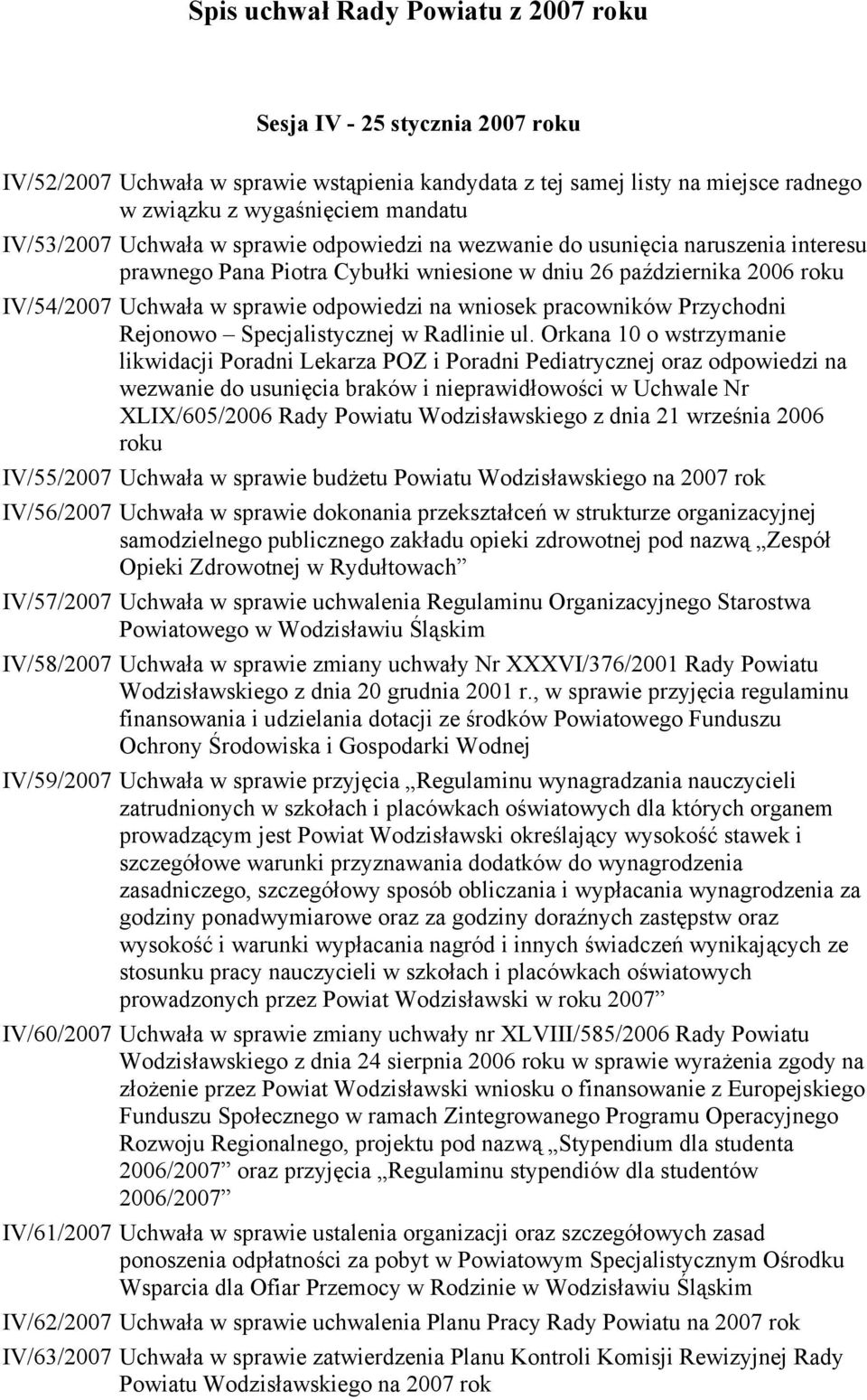 wniosek pracowników Przychodni Rejonowo Specjalistycznej w Radlinie ul.