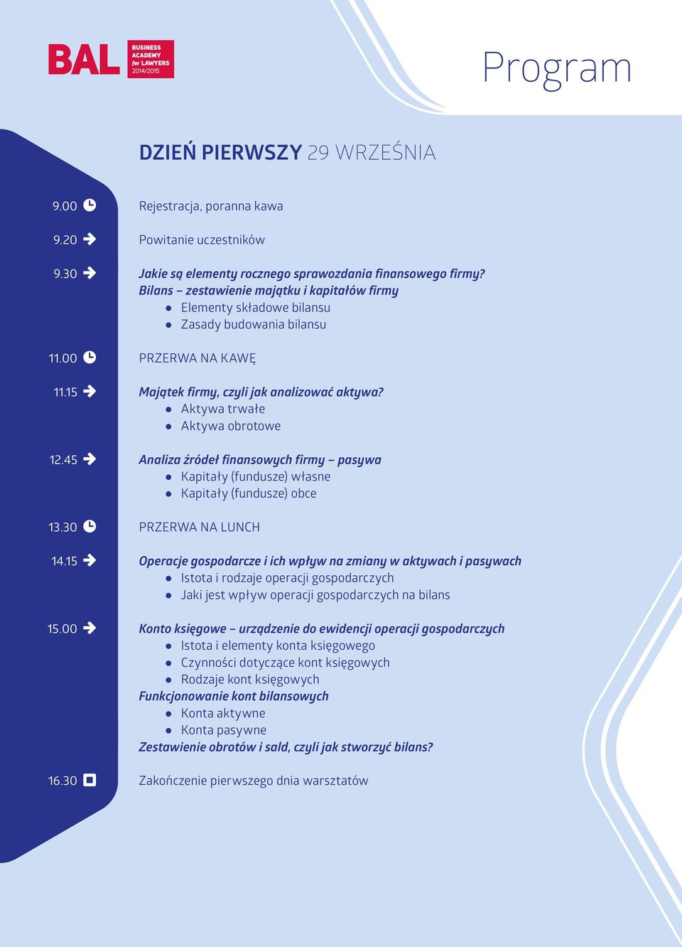 Aktywa trwałe Aktywa obrotowe Analiza źródeł finansowych firmy pasywa Kapitały (fundusze) własne Kapitały (fundusze) obce PRZERWA NA LUNCH Operacje gospodarcze i ich wpływ na zmiany w aktywach i