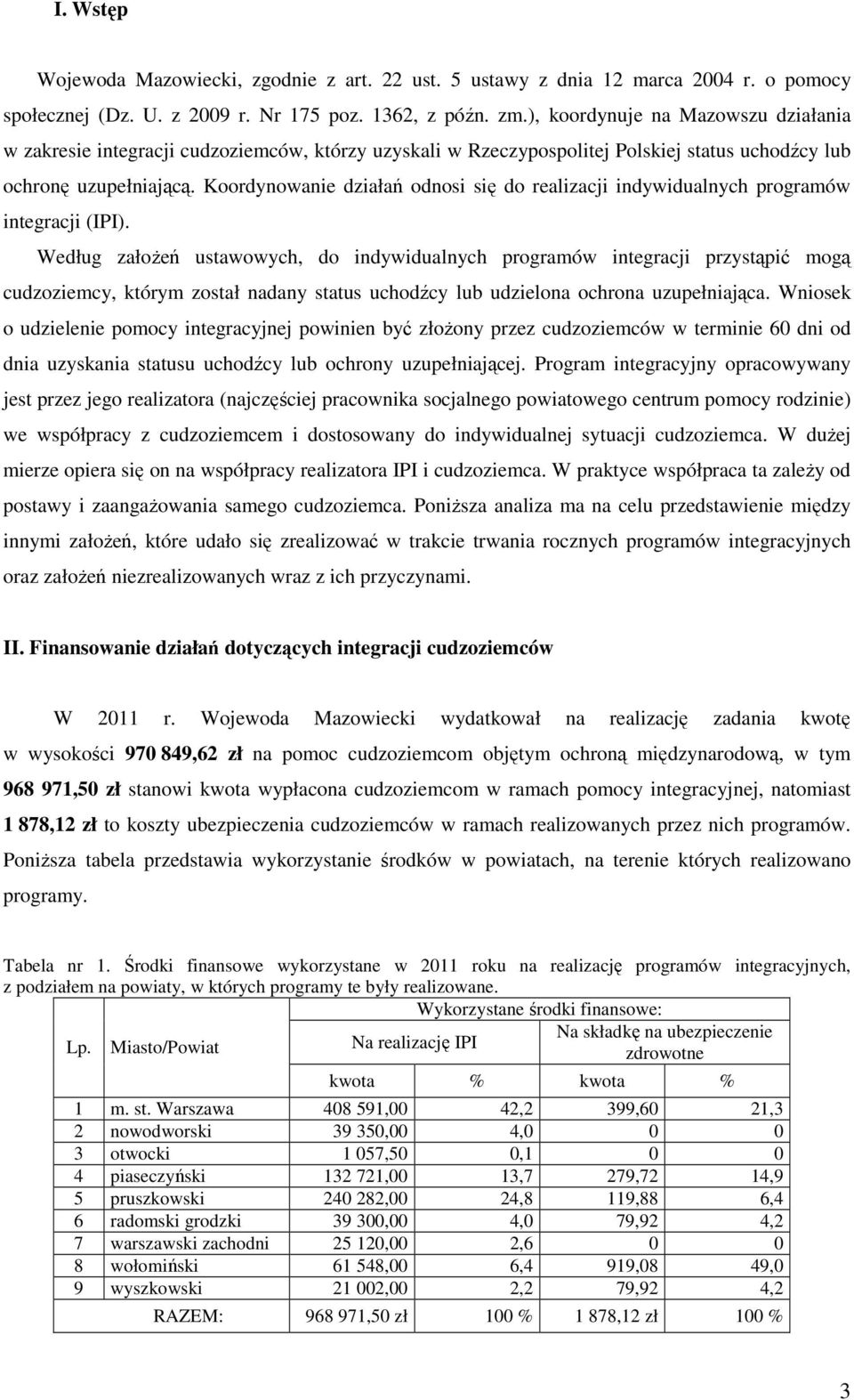 Koordynowanie działań odnosi się do realizacji indywidualnych programów integracji (IPI).