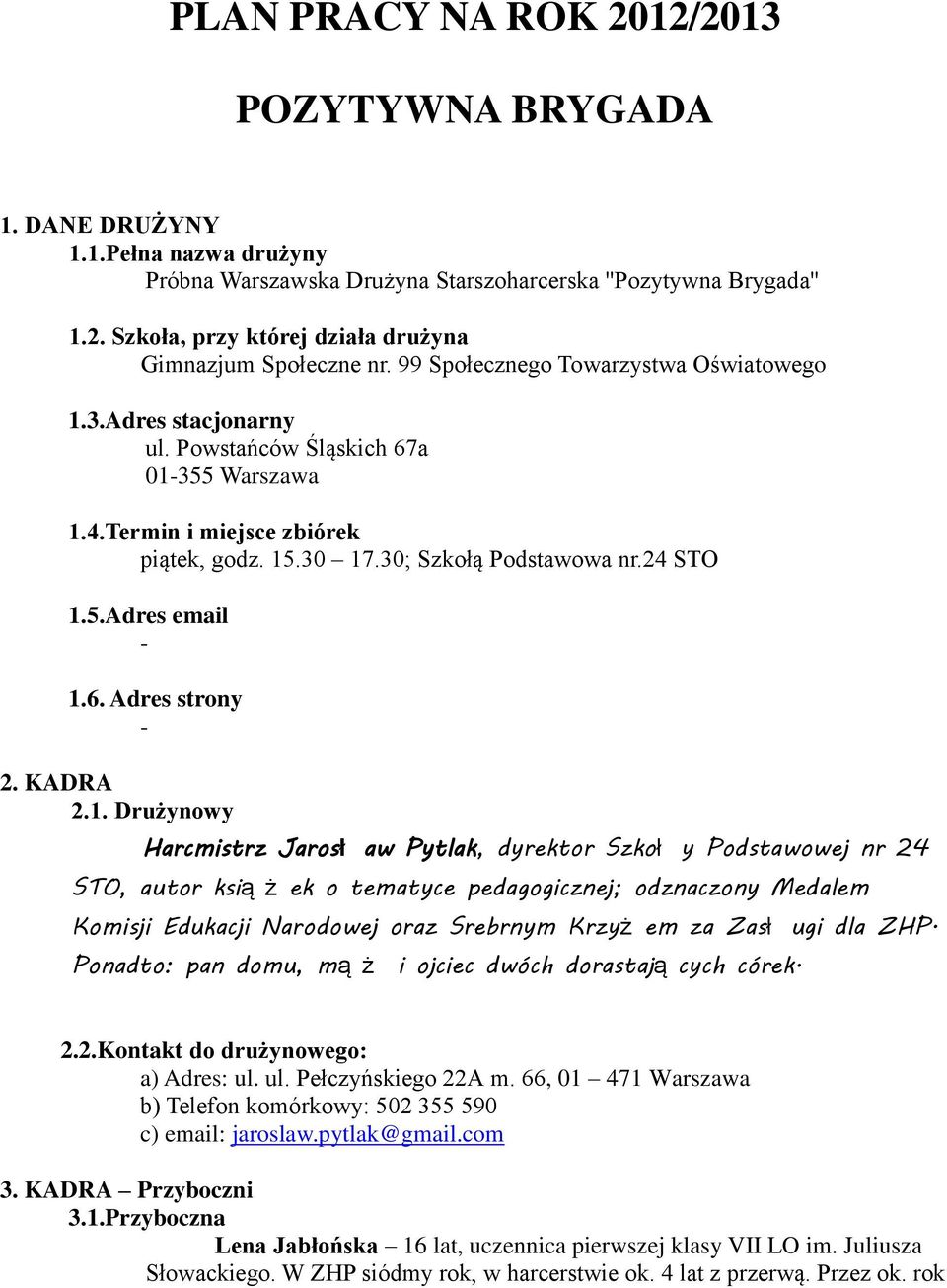 6. Adres strony - 2. KADRA 2.1.