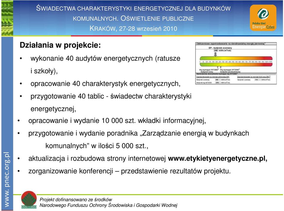 wkładki informacyjnej, przygotowanie i wydanie poradnika Zarządzanie energią w budynkach komunalnych w ilości 5 000 szt.